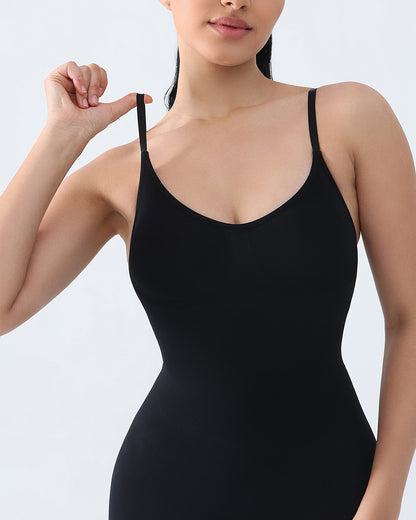 Seamless V-Neck Mid Thigh Shapewear Bodysuit